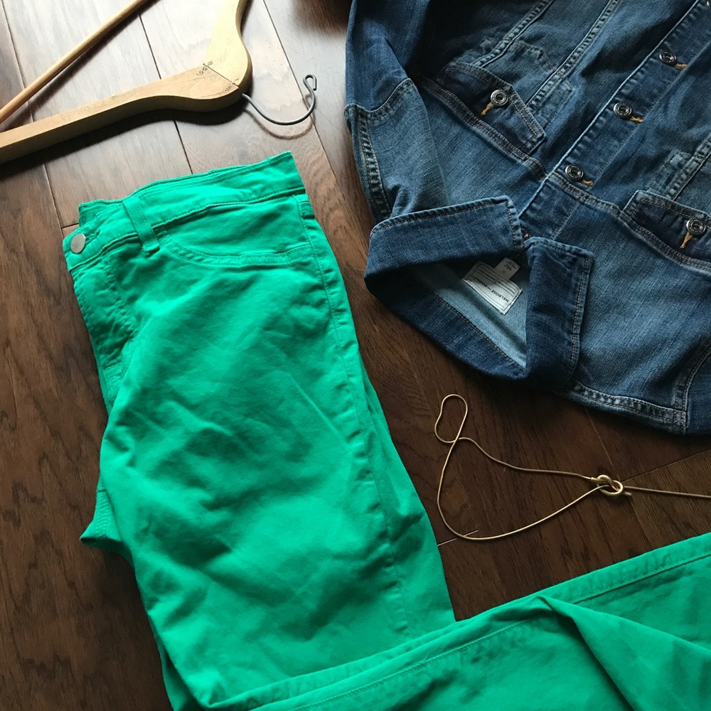 J Brand Mid Rise Skinny Jeans in Emerald Green